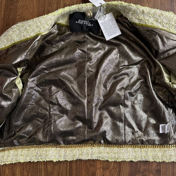 New NWT Marc Jacobs Runway Spring 2019 Mint Yellow Tweed Jacket Sz 8 Ret. $2200 - Picture 7 of 9